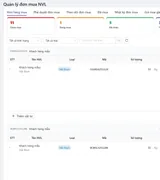 Quản lý đơn mua NVL — giao diện demo đã ẩn danh.