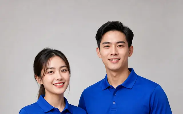 Áo thun polo đồng phục màu xanh