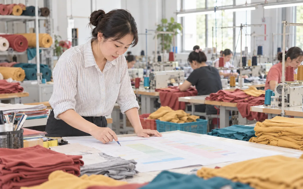 Ảnh minh họa người lập kế hoạch sản xuất trong xưởng may