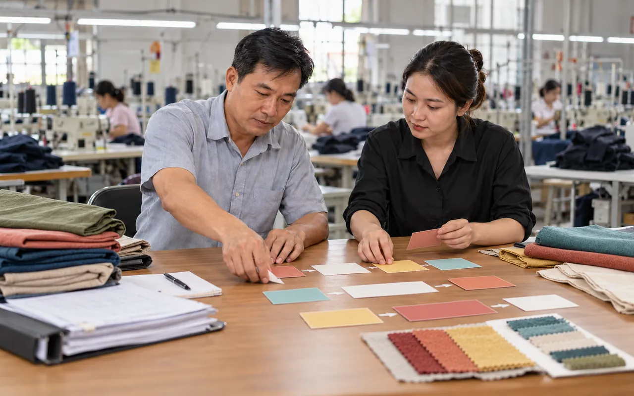 Ảnh minh họa chủ xưởng và quản lý sắp xếp các bước chuyển đổi quy trình